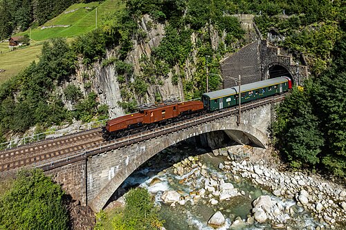 SBB Ce 6/8 II 14253 "crocodile" electric locomotive with the Gotthard mountain route…